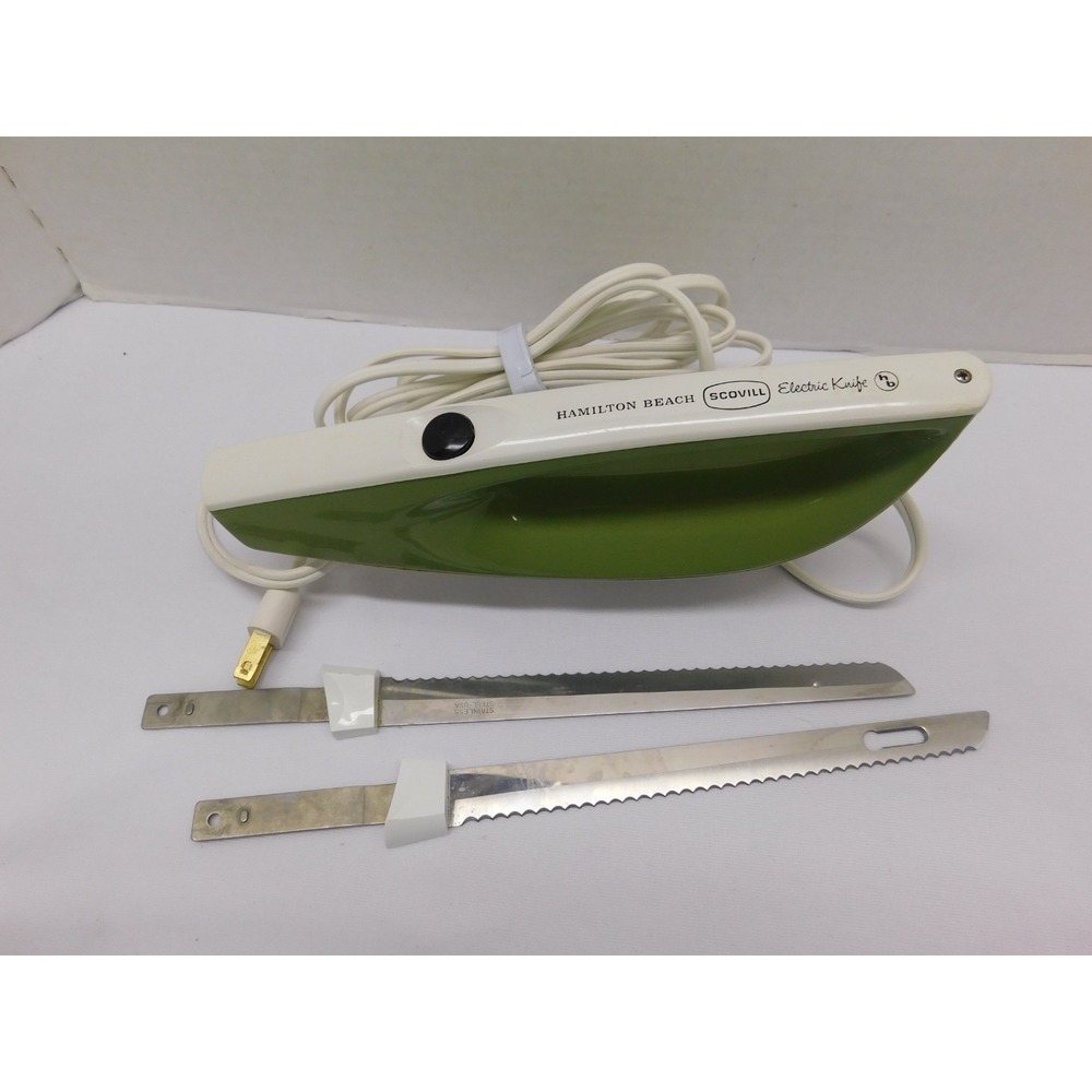 Vintage Hamilton Beach Scovill Switchable Electric Knife Avocado With 2 Blades